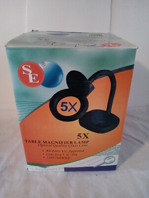  Magnifying Sona Enterprises  Table Lamp with 5X Magnifier, 3.5  Dia Lens- Black