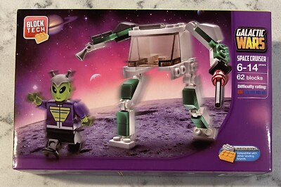 Block Tech Galactic Wars Space Cruiser Interlocking  Kit 62 Pieces - NEW
