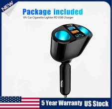 Outlet Dual USB Car Cigarette Lighter Socket Splitter Power Adapter Charger 12V