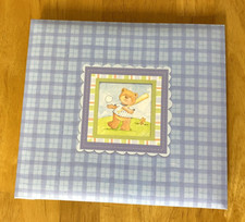 Baby Boys Blue Plaid Pre Made Scrapbook Album 8 x 8 C R Gibson