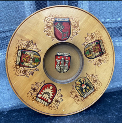 Sammlerstück Holz Deutsches Wappen Wandteller Plakette