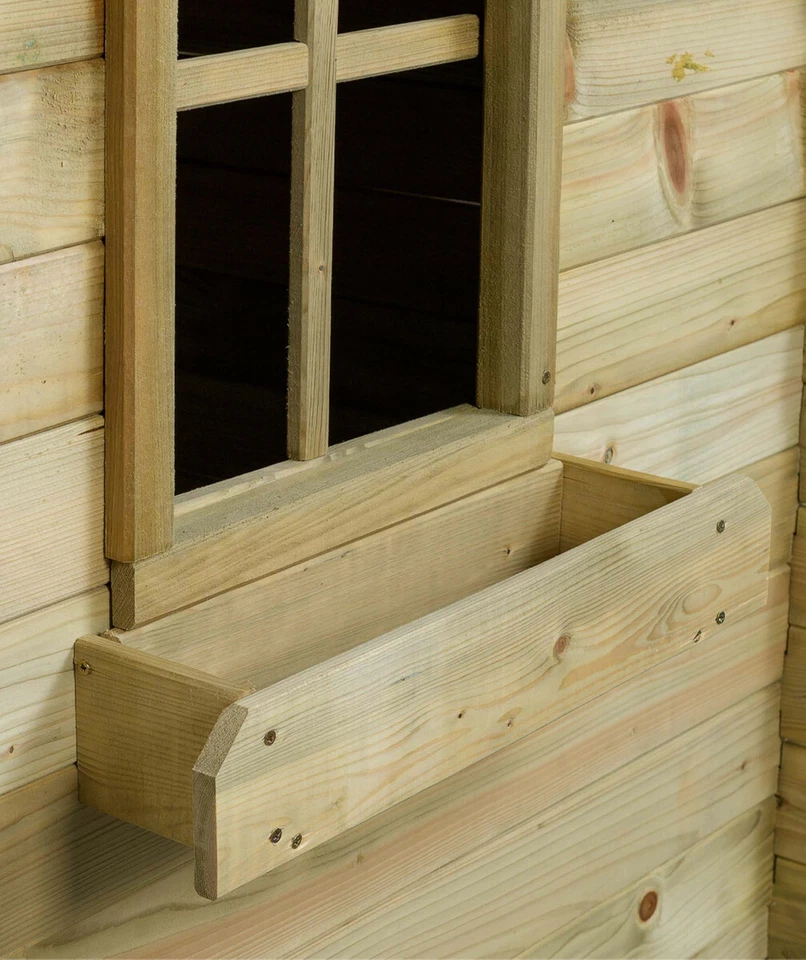 Holzhaus Spielhaus Gartenhaus Kinderspielhaus mit Blumenkasten - Bild 3 von 4