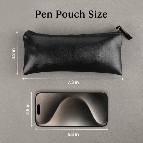 Federmäppchen schwarz Federtasche PU Leder Stift - Bild 2 von 4