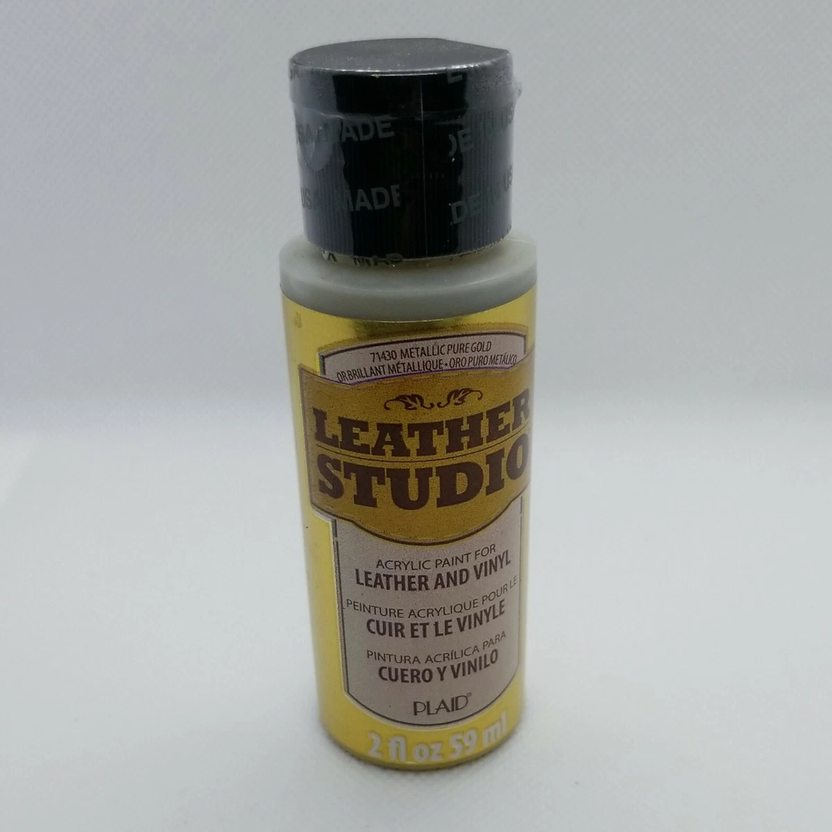 Leather Studio Acrylic Paint for Leather and Vinyl Metallic Gold 2 fl. oz