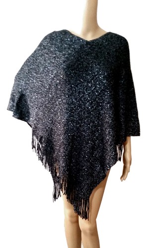 Pulóver poncho ropa exterior chal con flecos/con capucha/con mangas - Imagen 24 de 24