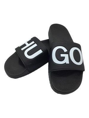 hugo boss sliders black and white