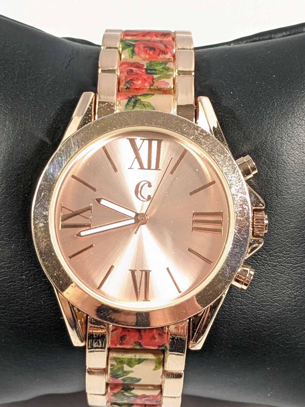 Charming Charlie Rose Gold Tone Floral Band Women's Watch 7.75 inches
