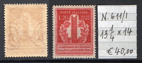 FRANCOBOLLI ITALIA 1949 VOLTA SPECIALIZZATO MNH**