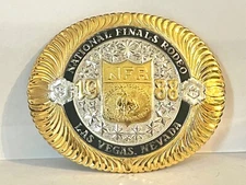 NFR 1988 Western Trophy Belt Buckle Vtg Gist Sterling Silver Overlay New In Box