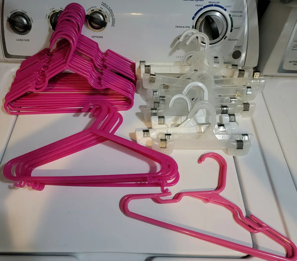 30 Hot Pink 15 Pants Plastic Hangers Clothes Lot Children Kids