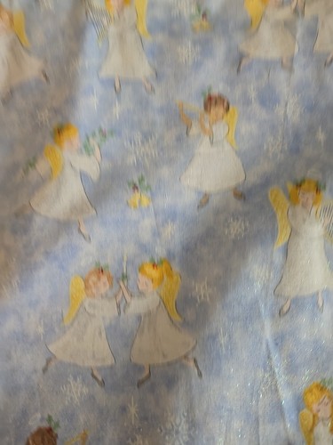 Fabric Traditions Musical Angels blue Sparkle angels 5.5 Yds - Picture 2 of 7