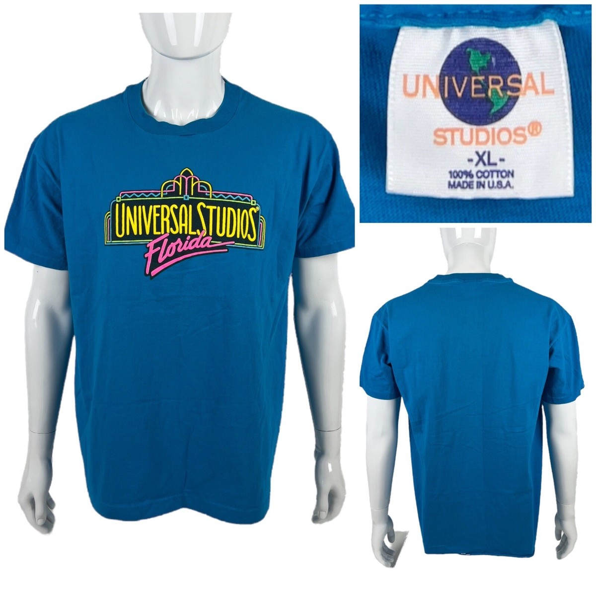 Universal Studios Florida Mens XL Shirt Blue Vintage 90s Single 