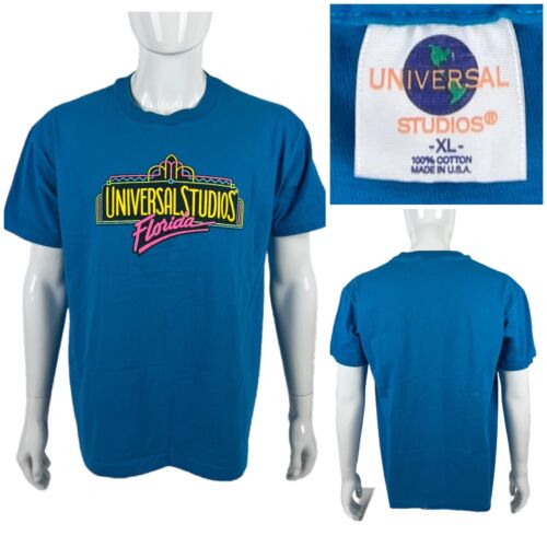 Universal Studios Florida Mens XL Shirt Blue Vintage 90s Single Stitched USA