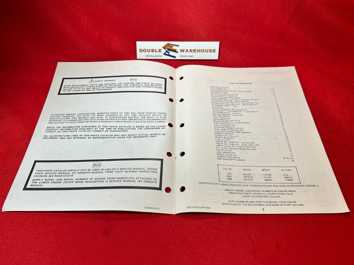 専用ページ③ 1984 OMC Sea Drive Optional Equipment Parts Catalog 983763 Final