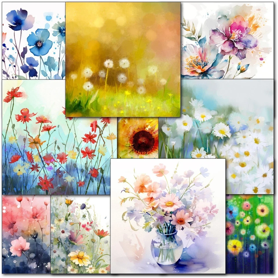 Doodlecards Pack of 10 Floral Watercolour Blank Cards Notelets Notecards Thank y - Image 3 of 4