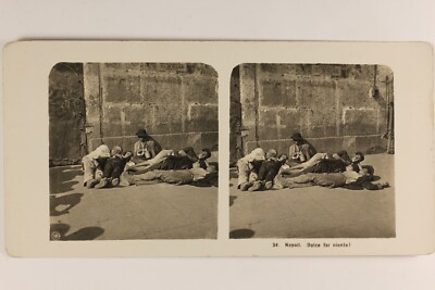 ITALY Naples Dolce Far Niente c1905 Vintage Silver Stereo Photo