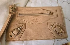 BCBG Tan mini Zip Wristlet Wallet small  NWOT