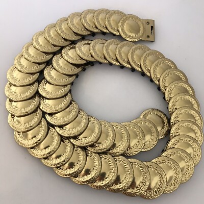 Vintage Elastic Belt Gold Tone Coin Large | eBay display picture 3