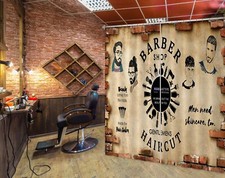 3D Red Brick A4042 Barber Shop Photo Curtain Window Blockout Fabric Amy 2023