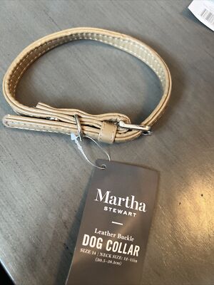 Martha Stewart Vegan Leather Dog Collar Size 14 Neck Size 12 To 15 Inches  tan