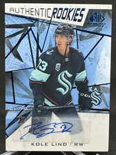 Kole Lind 2021-22 SP Game Used Authentic Rookies Blue Auto #144
