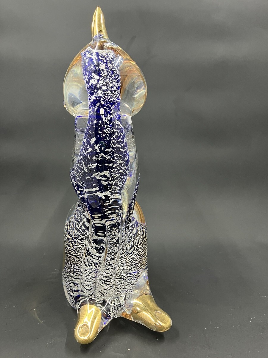 Vintage Murano Venezia Italian Art Glass Blue/Clear/Silver/Gold