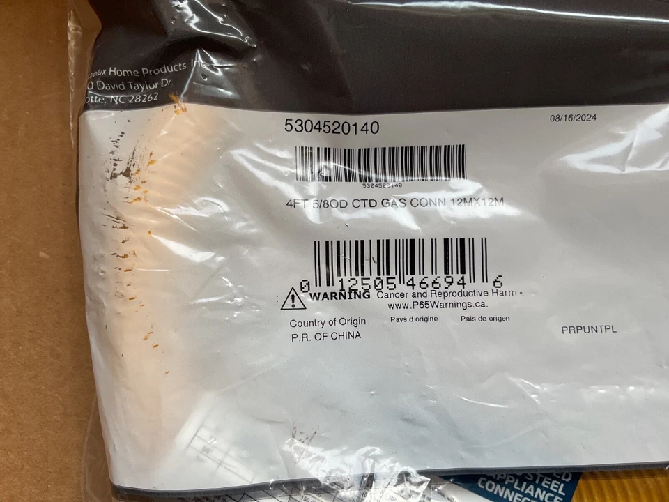 OEM Electrolux Frigidaire Eastman 4 pies 5/8 OD aparato de gas conector recubierto SS Foto 2 de 4