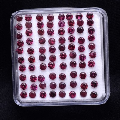 80 Pcs Natural Rhodolite Garnet 2.70mm Round Cut Untreated Calibrated Gemstones