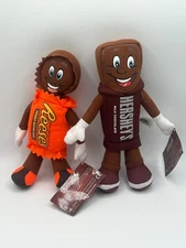 Hershey Park 10" Stuffed Plush Hershey's Chocolate Bar & Reese's Bar Lot of 2