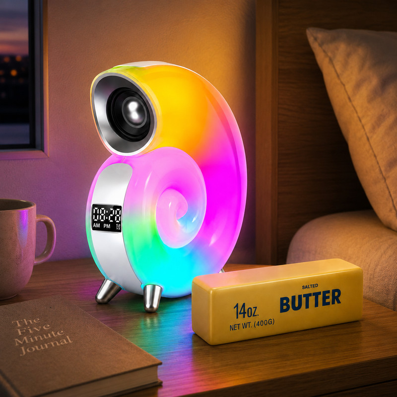 RGB Conch Bluetooth Alarm Clock Free Butter Squishy Stress Toy Gift Bundle