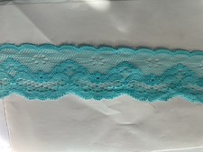4 Yards Turquoise Non Stretch Lace Trim 1 1/4  double Scalloped