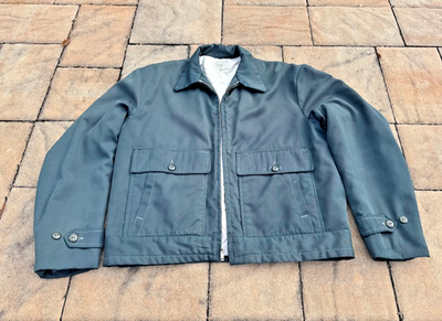 Vtg Hercules Sears Green Rayon Gabardine Rockabilly Garage Jacket