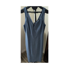 Fashion Nova Blue Sheath Sleeveless Knee Length V-Neck Zip Dress Size M