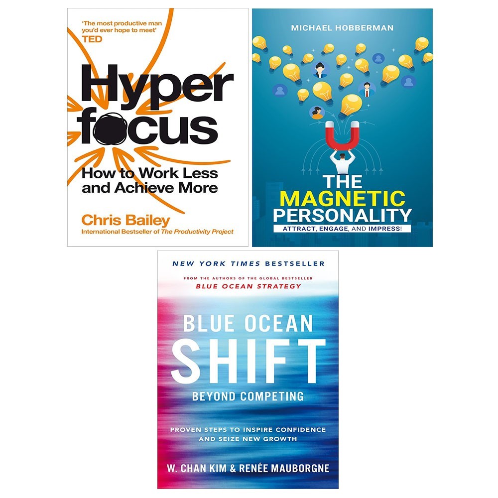 Hyperfocus Chris Bailey, Blue Ocean Shift, Magnetic Personality 3 Books Set