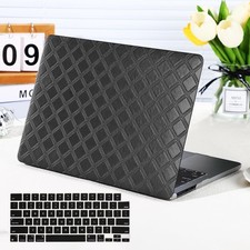Sleeve for MacBook Air 13 inch, Leather Cover, Elegant Argyle-Patterned, Black