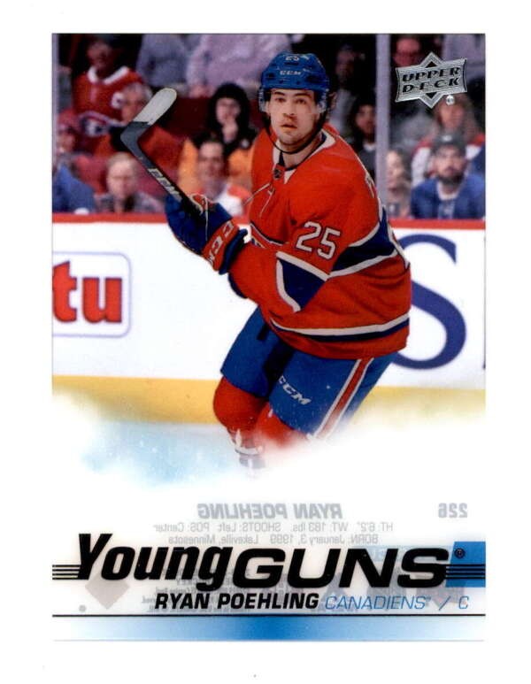 RYAN POEHLING 2019/20 UD SERIES 1 #226 YOUNG GUNS ROOKIE CLEAR CUT SP RC BF9903