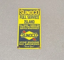 VINTAGE 12” SUNOCO GASOLINE PORCELAIN SIGN CAR GAS OIL TRUCK MOTORCYCLE