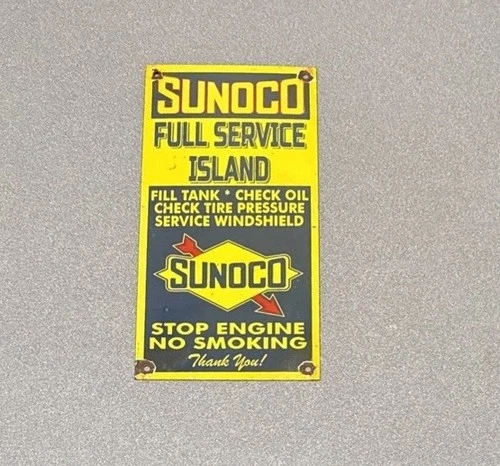 VINTAGE 12” SUNOCO GASOLINE PORCELAIN SIGN CAR GAS OIL TRUCK MOTORCYCLE