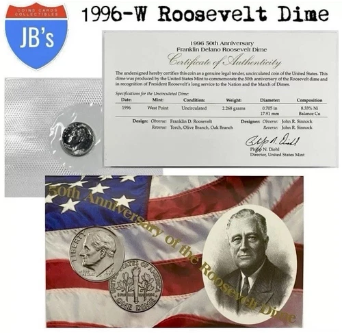 1996-W (West Point) Roosevelt Dime BRILLIANT UNCIRCULATED w/COA & OGP *JB's*