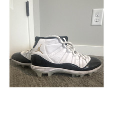 Jordan 11  Men's Football Cleats White Black Athletic Sports Shoes SIZE 11.5