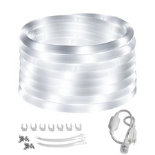 20ft Outdoor LED Rope Lights, Daylight White, 110V, Connectable, Waterproof, ...