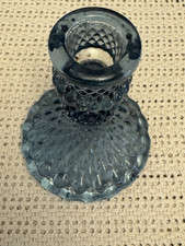 Vintage Blue Decorative Glass Candle Holder 4.5" Tall Very Pretty