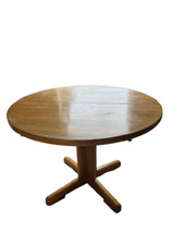 Solid Wood Extendable Dining Table 107-147cm Round/Oval 6 Seater Used