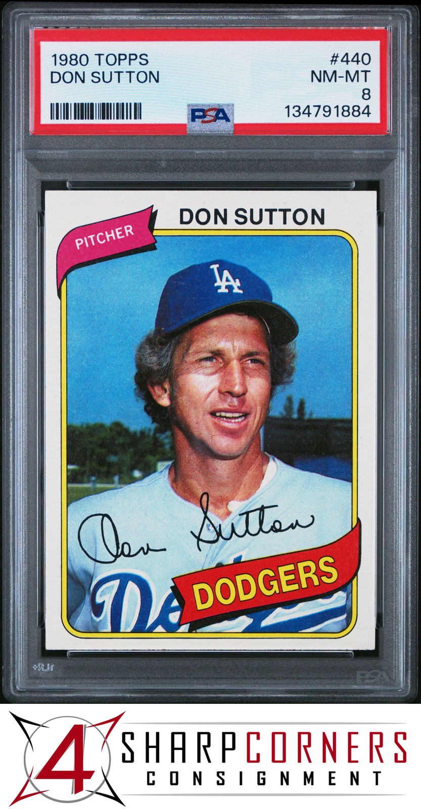 1980 TOPPS #440 DON SUTTON DODGERS HOF PSA 8