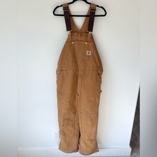 Carhartt Men s Duck Bud Canvas Overalls Brown Tan Quilted Workwear Outdoor