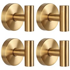 Suction Cup Hooks for Shower, Reusable Towel Hooks for Bathroom, T Shape Gold