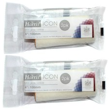 HARRIS 4x Mini Gloss Sleeve 100Mm 4” Rollers Furniture DIY Up Cycle Smooth Even