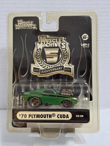 '70 PLYMOUTH CUDA GREEN 05-08 MUSCLE MACHINES DIECAST CAR 2005 ANNIVERSARY - Picture 1 of 8