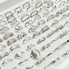 30pcs Mix Style Pearl Finger Rings Set Silver Alloy Butterfly Snake Leaf Design