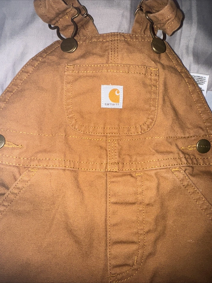 Mono con tirantes de lona infantil Carhartt 9 meses marrón pato Foto 2 de 4